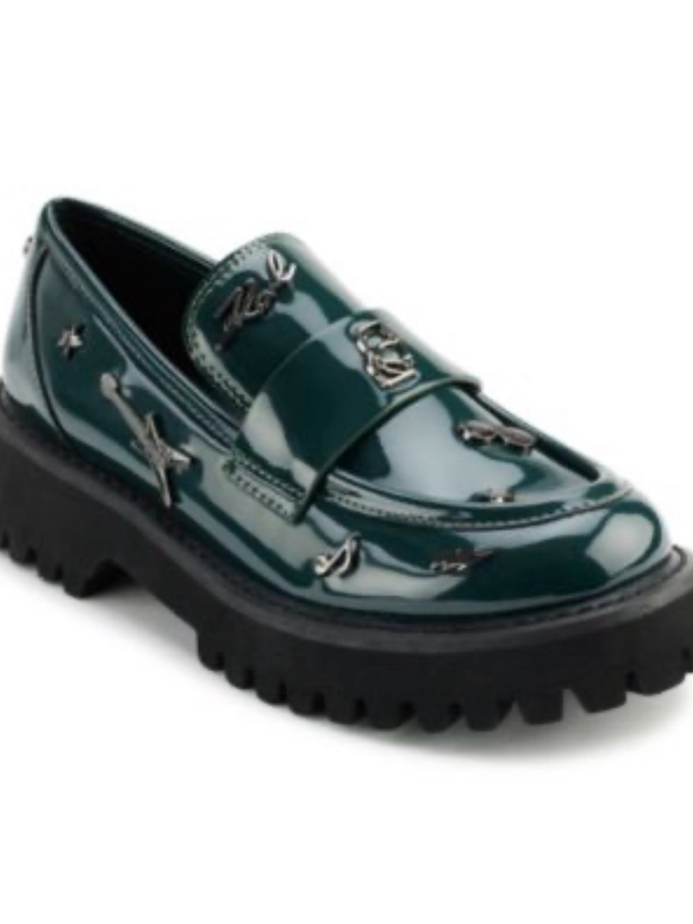 Kurt Geiger Green Patent Leather Lug-Sole Loafer